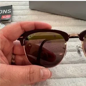 Ray Ban polarized clubmaster Bordeaux on rose gold CLUBMASTER METAL CHROMANCE Sunglasses in Bordeaux On Rose  main image 4